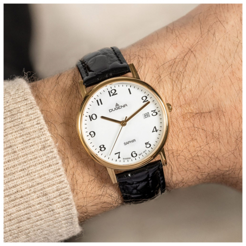 Dugena Herren Armbanduhr 2170996-1 goldfarben, Saphirglas, 35mm