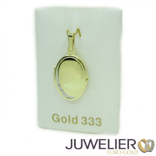 ovales Gold Medaillon Anhänger für 2 Bilder aus 333 Gold