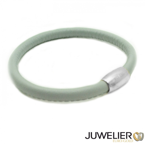 Armband aus graues Echt Leder mit Magnetverschluss aus 925 Silber, Länge 19cm