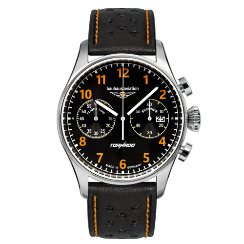 bauhaus Aviation 2770-5 Tornado Herrenuhr, Chronograph Lederband, 42mm