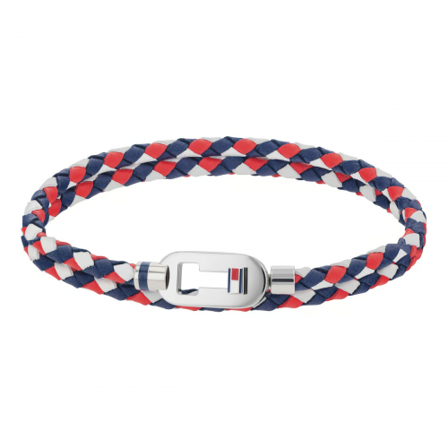 TOMMY HILFIGER 2790387 Armband Steckverschluss Silberfarben, Blau-Rot-Weiß