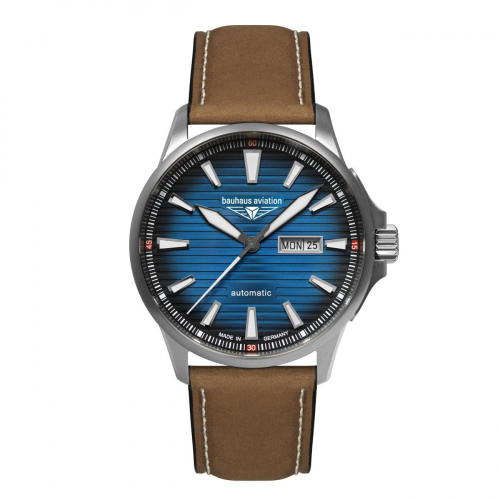 Bauhaus Aviation 2862-3 Automatik, Day-Date, Saphirgas, Titan Herrenuhr