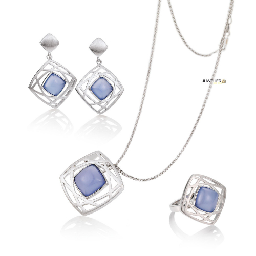 Schmuck Set in 925 Silber mit echter Achat Calzedon 98_6045 -Made by Breuning-