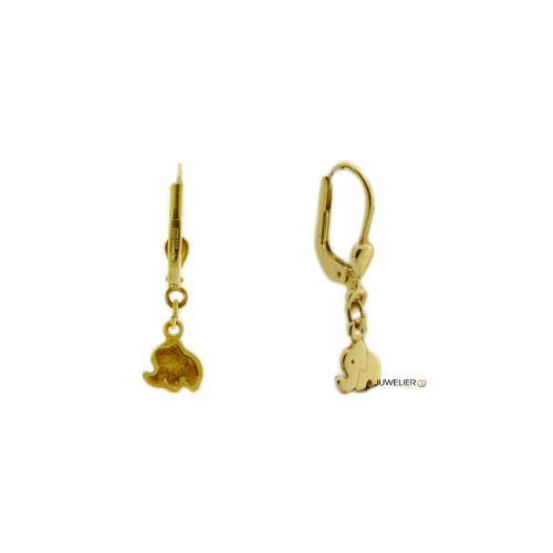 Gold Ohrringe, Elefant als Ohrhänger 585er Gold