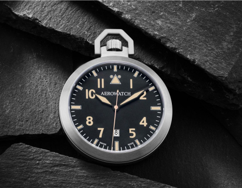 AEROWATCH 42829 AA06 Taschenuhr Lépine Flieger, Datum, Saphir, 48mm