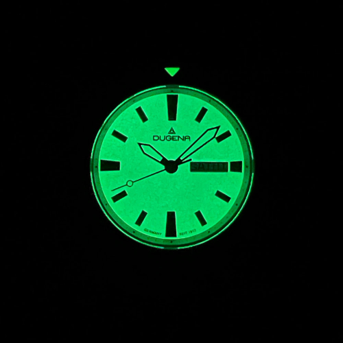 DUGENA 4460679 Herren Taucheruhr Divers Friend Neongrün 4460679 20 ATM Day-Date