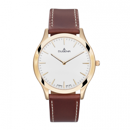 Dugena Flatliner Herren Armbanduhr 4460907 sehr Flach goldfarben, Saphirglas