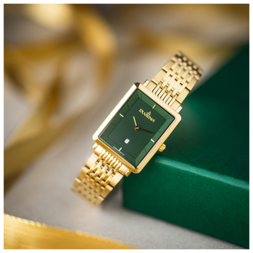 Dugena Damen Armbanduhr 4461079 Datum grün, goldfarben