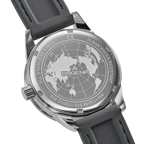DUGENA 4461132 Armbanduhr GMT Grün, Silikonband, Saphirglas, 10ATM, 42mm
