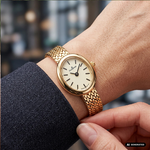 Preview: Dugena Damen Armbanduhr 4461278 Ella goldfarben, 19x22mm