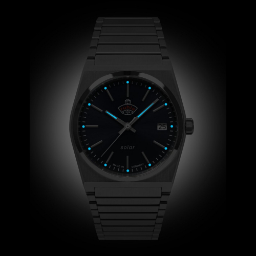 Preview: Ruhla Solar Uhr 4641M-3 Space Control medium 35mm, Datum, Metallarmband