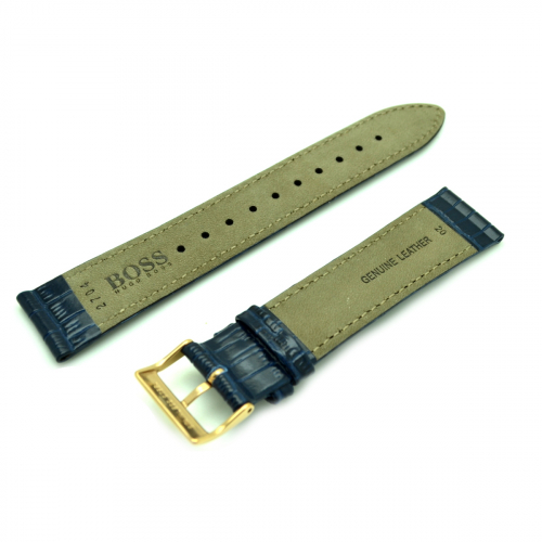 BOSS Ersatzband, Wechselband Leder blau Krokoprägung, Stegbreite 20mm