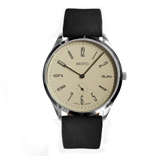 ARISTO Herren Armbanduhr 4H192 Bauhaus 39mm, Lederband, Ronda-Werk