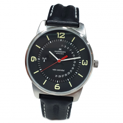 MAXIMILIAN MÜNCHEN 5010-3 Herren Funkuhr Lederband click Datum, B-Ware