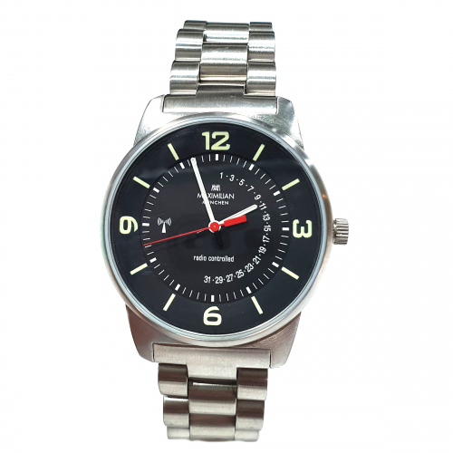 MAXIMILIAN MÜNCHEN 5010M-3 Herren Funkuhr Metalband click Datum, B-Ware