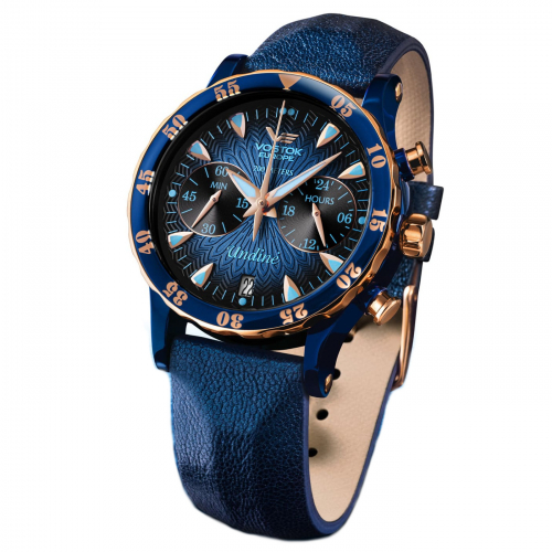 Vostok Europe Undine Lady Line Chronograph VK64-​515E628 blau mit Wechselbänder