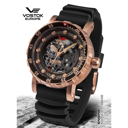 Vostok Europe NH72-​571B648 Engine Skelett Automatik Uhr Limited Edition  30ATM