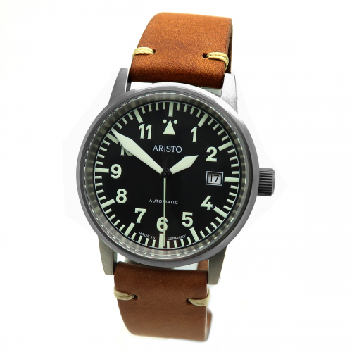 ARISTO Herren Armbanduhr Fliegeruhr 5H100 Automatik Selita-Werk Saphirglas Titan