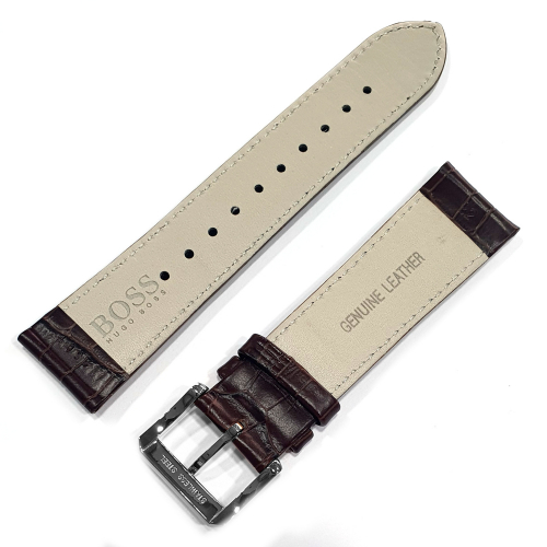 Preview: BOSS Ersatzband, Stegbreite 22mm Wechselband Leder dunkel-braun