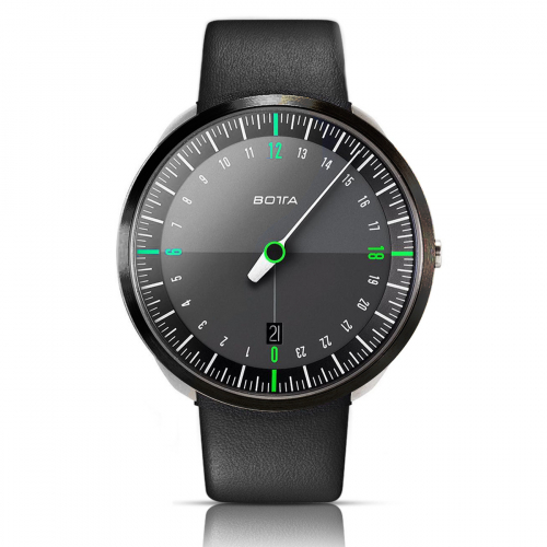 Botta UNO 24 Quarz 45mm Armbanduhr Titan Einzeigeruhr, 628010BE 24h-Anzeige Lederband