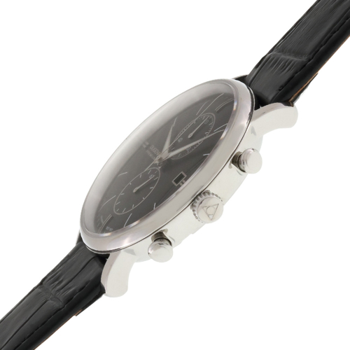 DUGENA Premium Herren Armbanduhr Festa Chrono 7000181 Saphirglas Lederband schwarz