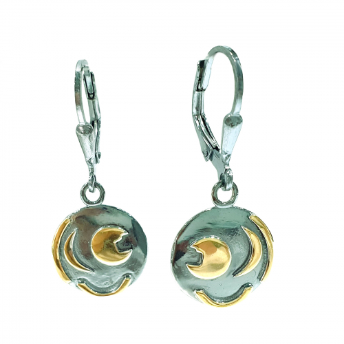 Ohrhänger 12mm Himmelsscheibe von Nebra aus 925-Silber zum Teil vergoldet Ohrringe