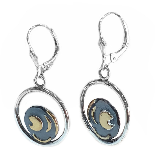 Ohrhänger "Horizontbogen" 12 mm Himmelsscheibe von Nebra aus 925-Silber zum Teil vergoldet Ohrringe
