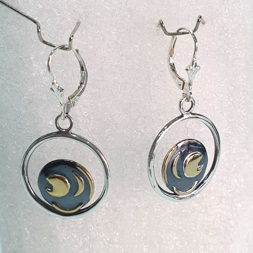 Ohrhänger "Horizontbogen" 12 mm Himmelsscheibe von Nebra aus 925-Silber zum Teil vergoldet Ohrringe