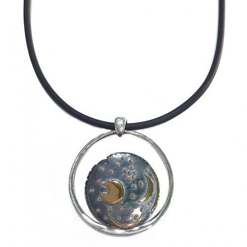 Himmelsscheibe von Nebra Sternenschmuck Pulloverkette Silber Anhänger Horizontbogen 30mm