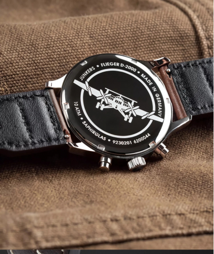 Junkers Herren Armbanduhr 9.23.02.01 Flieger D-2000 mit Großdatum, Blau-Braun