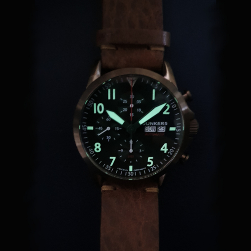 Junkers 9.28.01.06 JU 52 Aviator Chrono ETA Valjoux 7750 Saphir Day-Date, Grün, 42mm