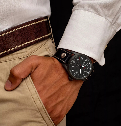 Junkers Flieger Gangreserve Herren Armbanduhr 9.65.01.02 Saphirglas 42mm