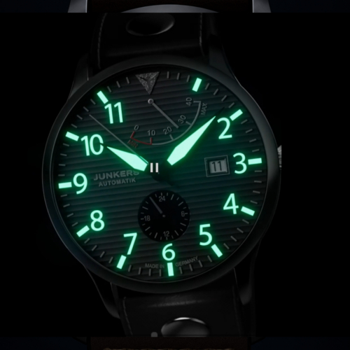 Junkers Flieger Gangreserve Herren Armbanduhr 9.65.01.02 Saphirglas 42mm