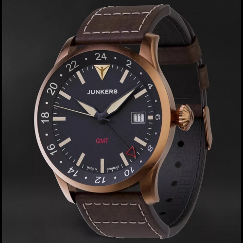Junkers Herren Armbanduhr BRONZE 9.66.02.02 Flieger GMT Automatik
