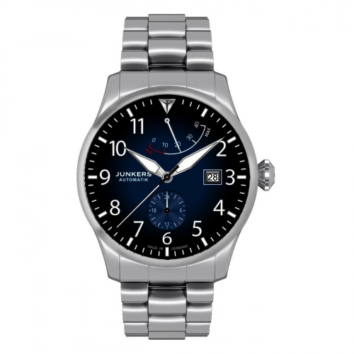 Junkers Flieger Gangreserve Herren Armbanduhr 9.64.01.01.M Saphirglas 42mm