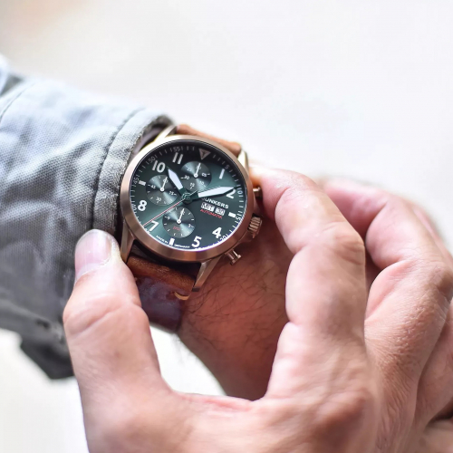 Junkers 9.28.01.06 JU 52 Aviator Chrono ETA Valjoux 7750 Saphir Day-Date, Grün, 42mm