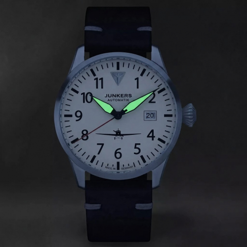 Junkers Flieger Automatik Armbanduhr 958.01.06 Saphirglas Flieger-Lederband