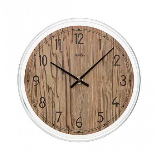 AMS 01-9632 Wanduhr modern Nussbaum, 23cm