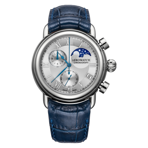AEROWATCH 1942 Armbanduhr A 78100 AA03 Mondphase Chrono Quarz, Saphirglas