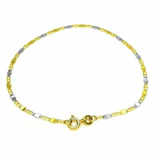 333/8K Gold Damen Armband Panzersteg bicolor, Länge 18,3cm