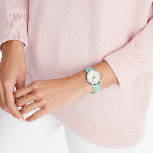 MONDAINE Damen Armbanduhr Classic 30mm, Mint Textiluhr, A658.30323.17SBQ