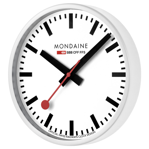 MONDAINE Wanduhr rot/weiß, Durchmesser 25cm, A990.CLOCK.11SBC