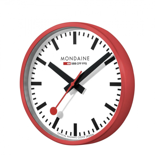 MONDAINE Wanduhr rot/weiß, Durchmesser 25cm, A990.CLOCK.11SBC