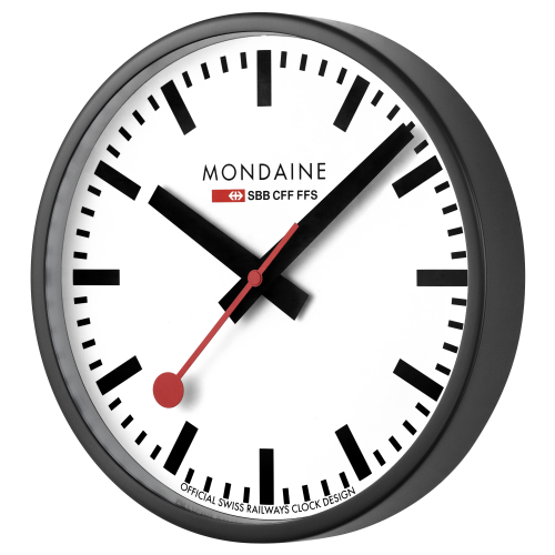 MONDAINE Wanduhr rot/weiß, Durchmesser 25cm, A990.CLOCK.11SBC