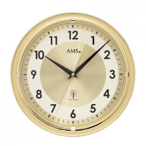 AMS Wanduhr 01-5946 Funkuhr Durchmesser 30cm Goldfarben