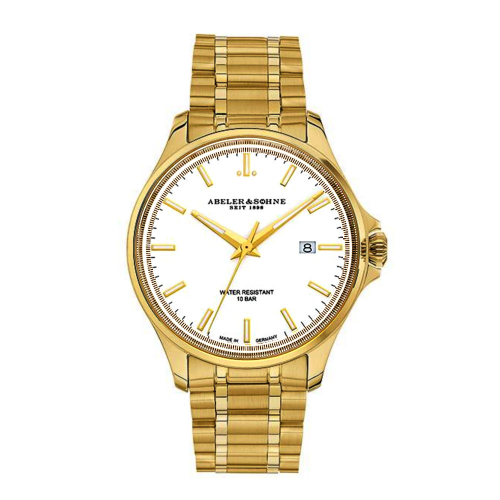 ABELER & SÖHNE AS2063 Herren Armbanduhr Goldfarben Saphirglas 10ATM