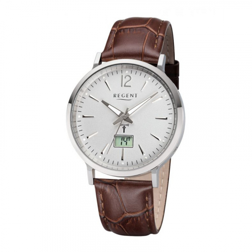 Regent Herren Armbanduhr BA-412 Funkuhr Lederband