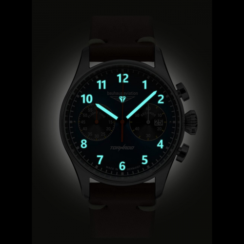 bauhaus Aviation 2772-3 Tornado Herrenuhr, Chronograph Lederband