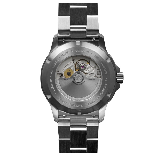bauhaus 2860M-4 Aviation Herrenuhr Automatik, Gangreserveanzeige, Saphirgas, Titan, dunkelgrün