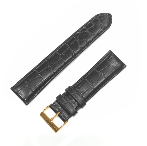 BOSS Ersatzband, Wechselband Leder schwarz, Stegbreite 22mm Krokoprägung